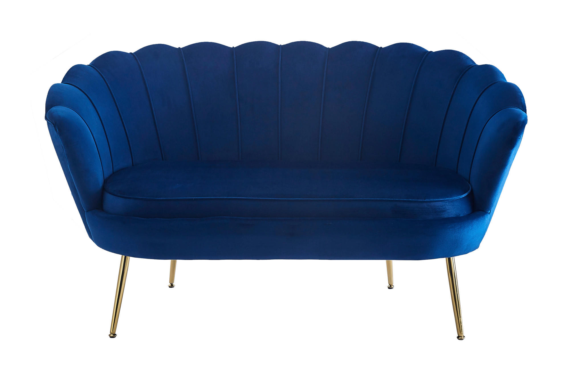 2-SITZER-SOFA in Samt Dunkelblau - Goldfarben/Dunkelblau, MODERN, Textil/Metall (136/78/77cm) - Livetastic