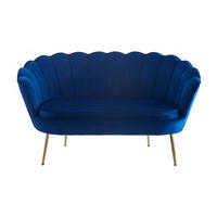 2-SITZER-SOFA in Samt Dunkelblau  - Goldfarben/Dunkelblau, MODERN, Textil/Metall (136/78/77cm) - Livetastic