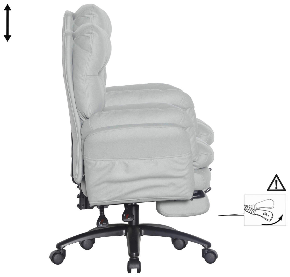 CHEFSESSEL Mikrofaser Schwarz, Hellgrau  - Hellgrau/Schwarz, Design, Kunststoff/Textil (79/101-109/74cm) - Venda