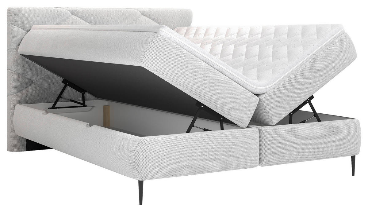 BOXBETT 140/200 cm  Creme  - Creme/Schwarz, Modern, Holz/Holzwerkstoff (140/200cm) - MID.YOU