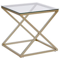 BEISTELLTISCH 50/50/50 cm Goldfarben, Klar quadratisch  - Klar/Goldfarben, MODERN, Glas/Metall (50/50/50cm) - Livetastic