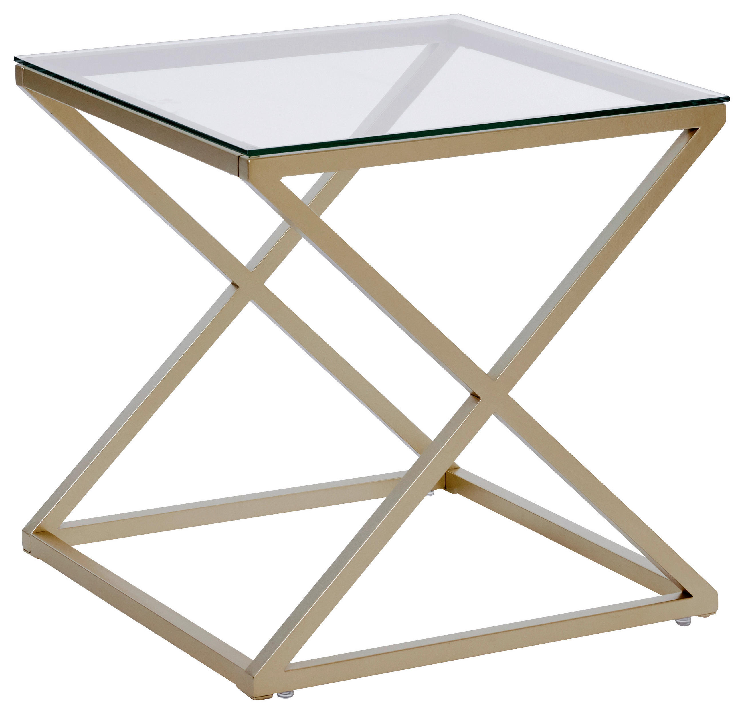 Livetastic Beistelltisch Gold, Klar 50x50x50 cm