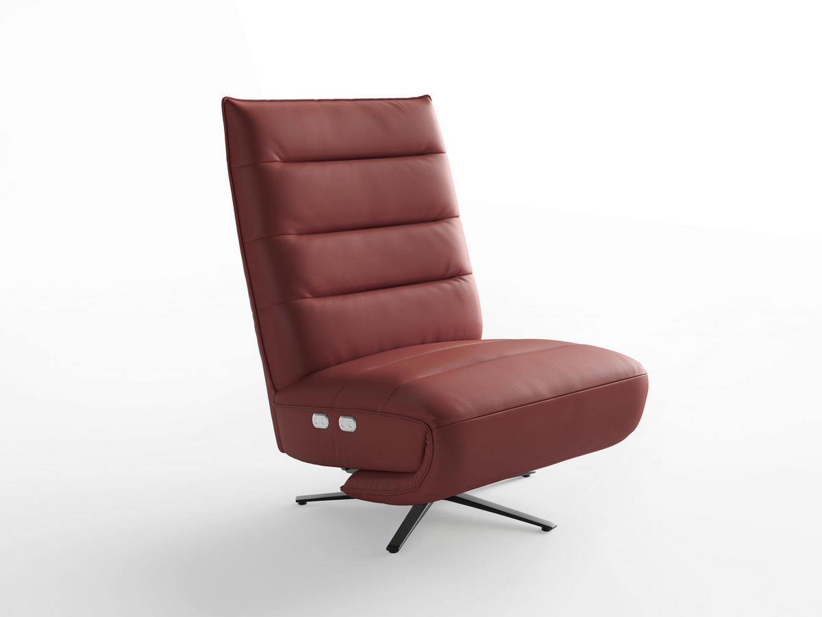 RELAXSESSEL Leder Rotbraun  - Rotbraun/Schwarz, Basics, Leder/Metall (80/109/98cm) - Sit & More