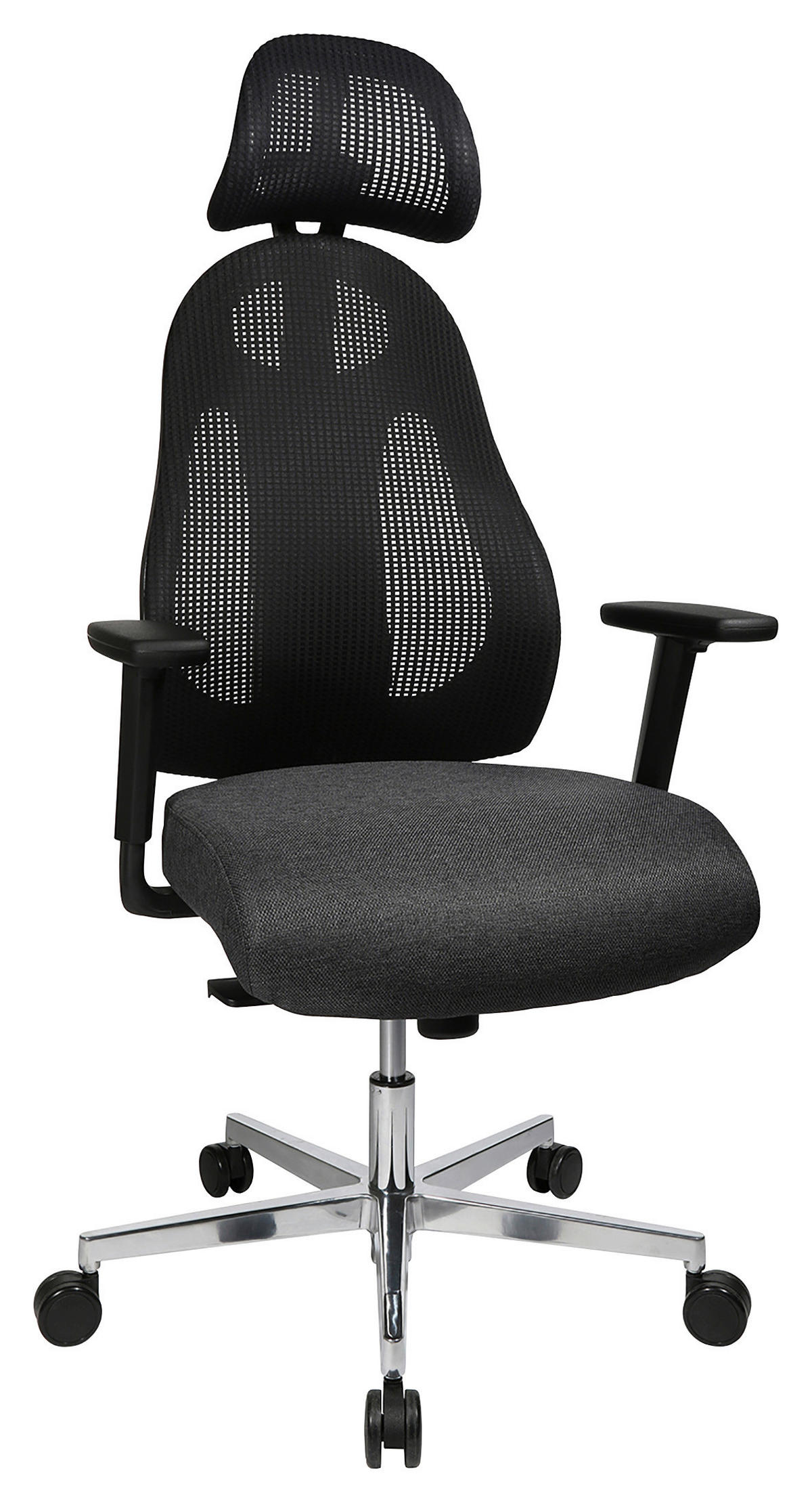 DREHSTUHL Webstoff, Netz Schwarz  - Schwarz/Alufarben, Design, Kunststoff/Textil (48/108-122/48cm) - Dieter Knoll