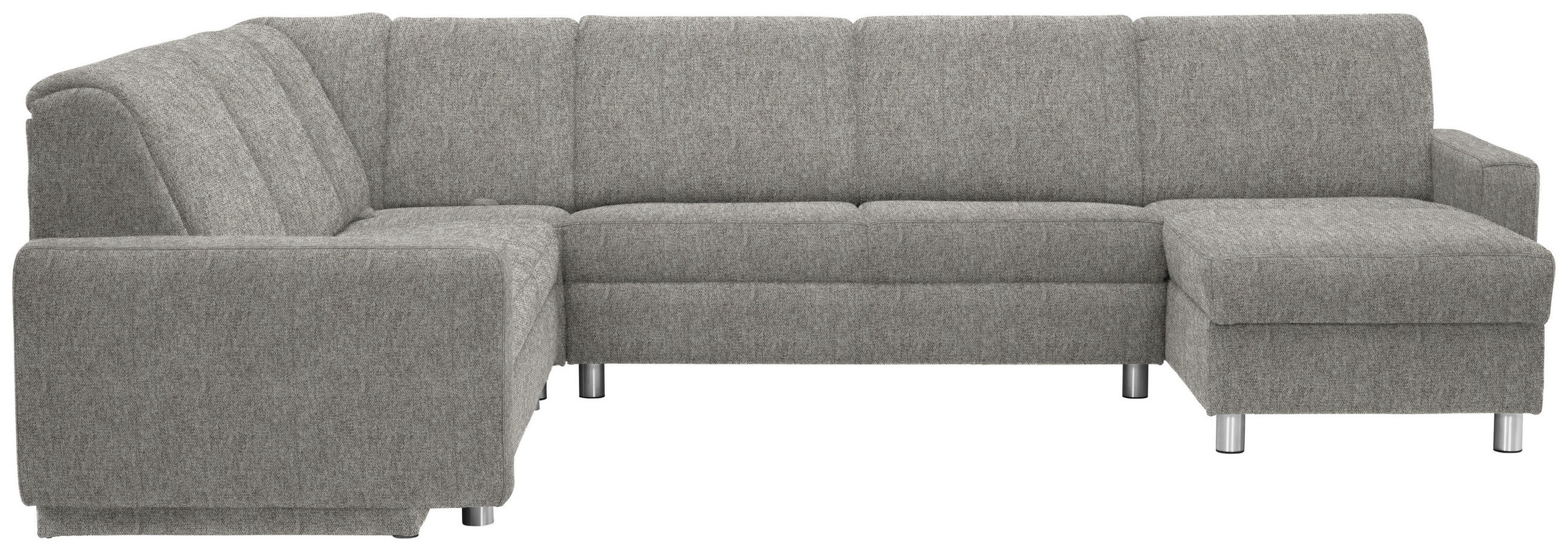 WOHNLANDSCHAFT in Chenille Hellgrau  - Hellgrau/Alufarben, KONVENTIONELL, Kunststoff/Textil (236/322/158cm) - Sedda