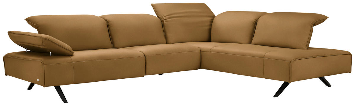 ECKSOFA  in Echtleder Currygelb  290/230 cm  - Currygelb/Anthrazit, Design, Leder/Metall (290/230cm) - Johann Jakob