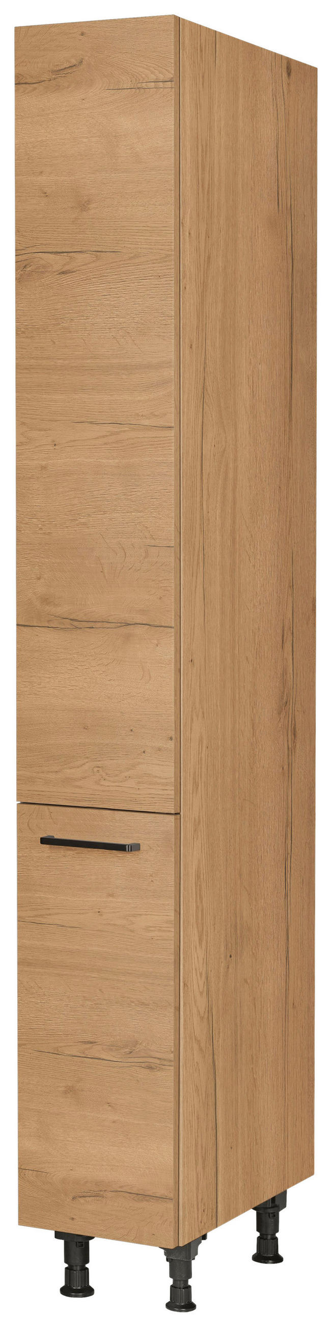 APOTHEKERSCHRANK 30/216,6/58 cm  in Eichefarben  - Eichefarben/Schwarz, MODERN, Holzwerkstoff/Metall (30/216,6/58cm) - Nobilia