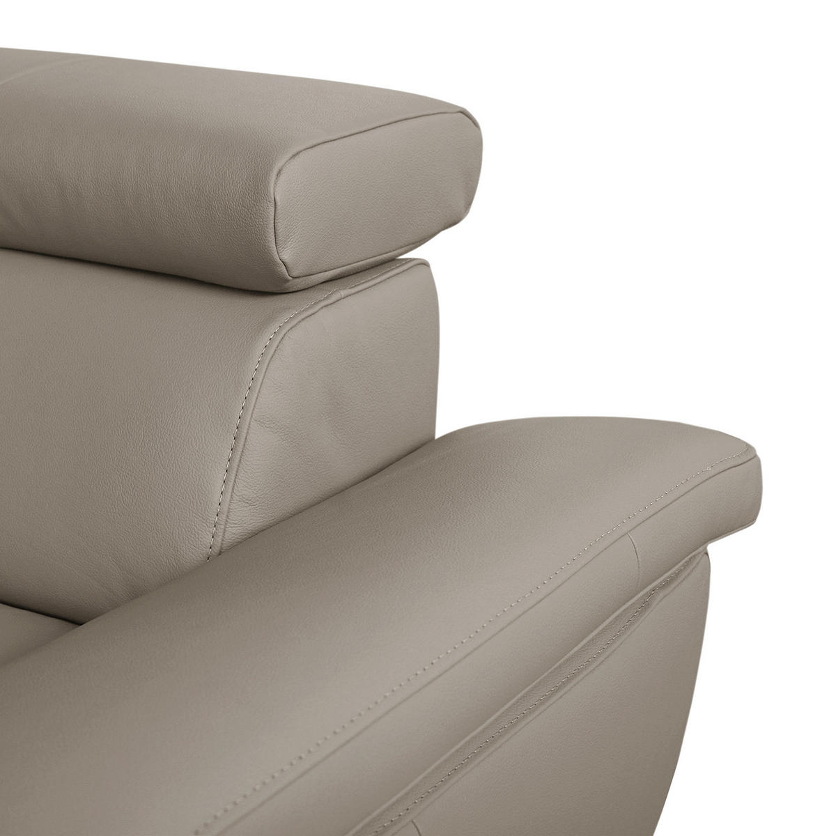 ECKSOFA Hellgrau Echtleder Lederlook  - Chromfarben/Hellgrau, Design, Leder/Textil (208/248cm) - Livetastic