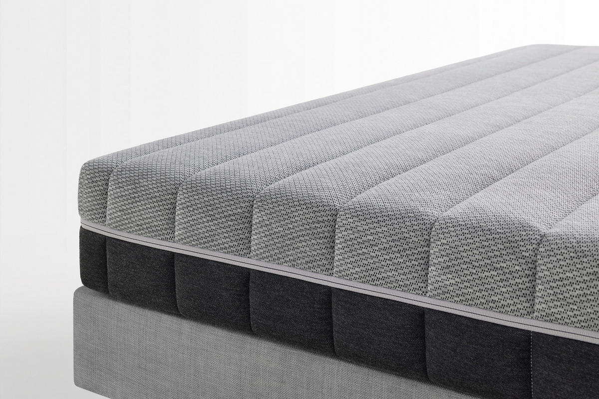KOMFORTSCHAUMMATRATZE Optimum Support 140/200 cm Höhe ca. 16 cm  - Schwarz/Grau, Basics, Textil (140/200cm) - Yatas