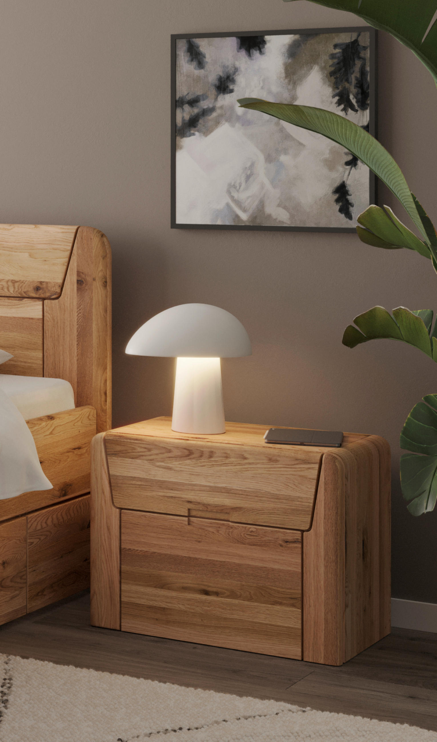 NACHTSCHRANK 50/40/42 cm Wildeiche vollmassiv  - Wildeiche/Naturfarben, MODERN, Holz (50/40/42cm) - MID.YOU