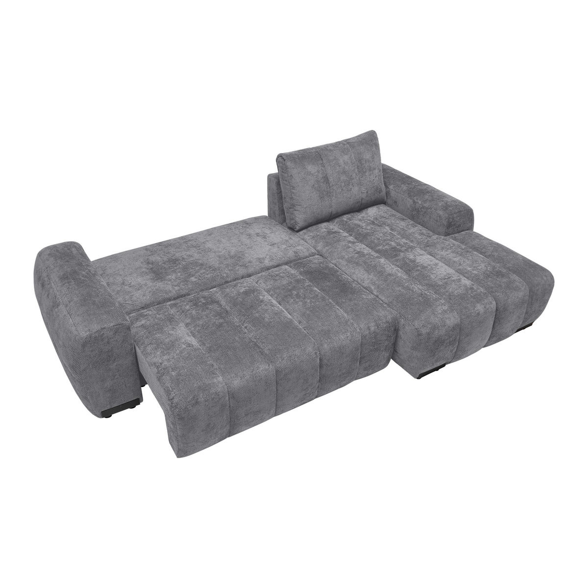ECKSOFA Flachgewebe Grau  - Schwarz Hochglanz/Grau, Modern, Textil/Metall (273/93/166cm) - MID.YOU