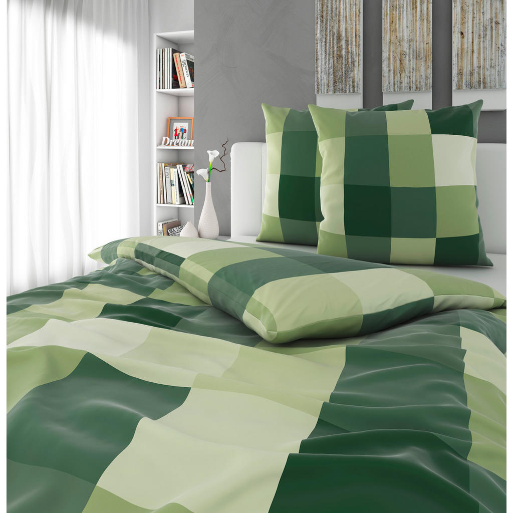 Thumbnail - Novel Bettwäsche Beaufiat check, Grün, Textil, Karo, 200x200 cm, Übergröße, hautfreundlich, atmungsaktiv, pflegeleicht, ...