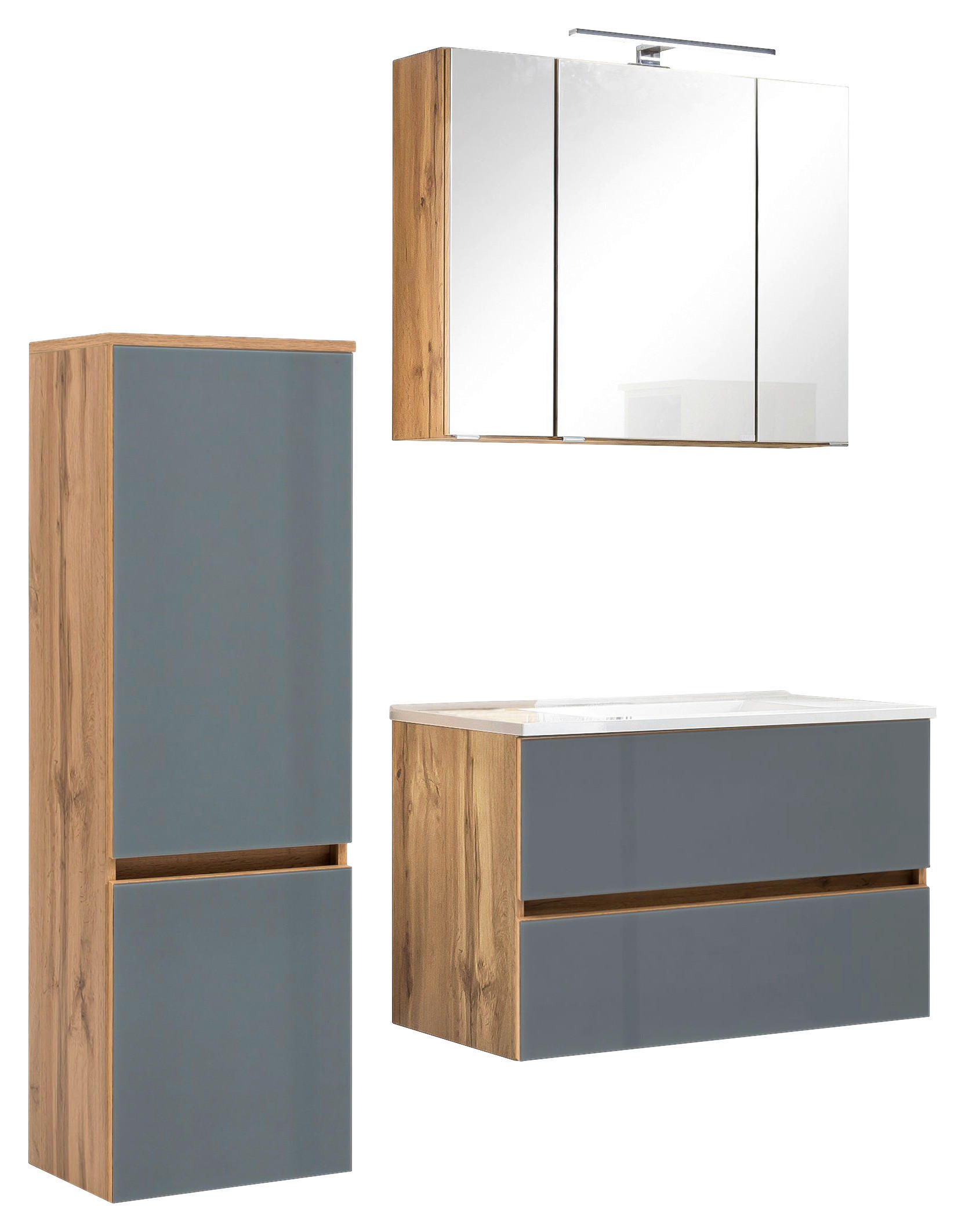 BADEZIMMER  in 120 cm  - Weiss/Eichefarben, Konventionell, Glas/Holzwerkstoff (120cm) - Held