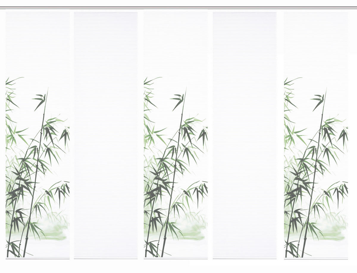 FLÄCHENVORHANG  5 Stück  blickdicht  60/245 cm   - Weiß/Grün, Natur, Textil (60/245cm)