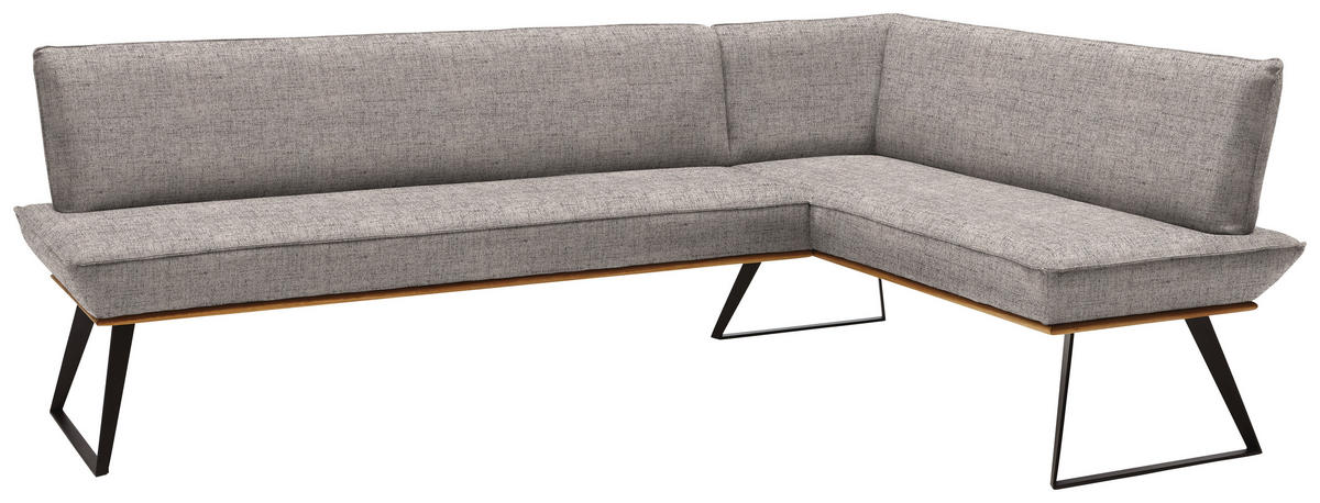 ECKBANK in Holz, Metall, Textil Schwarz, Eichefarben, Hellbraun  - Hellbraun/Eichefarben, Design, Holz/Textil (243/183cm) - Voleo