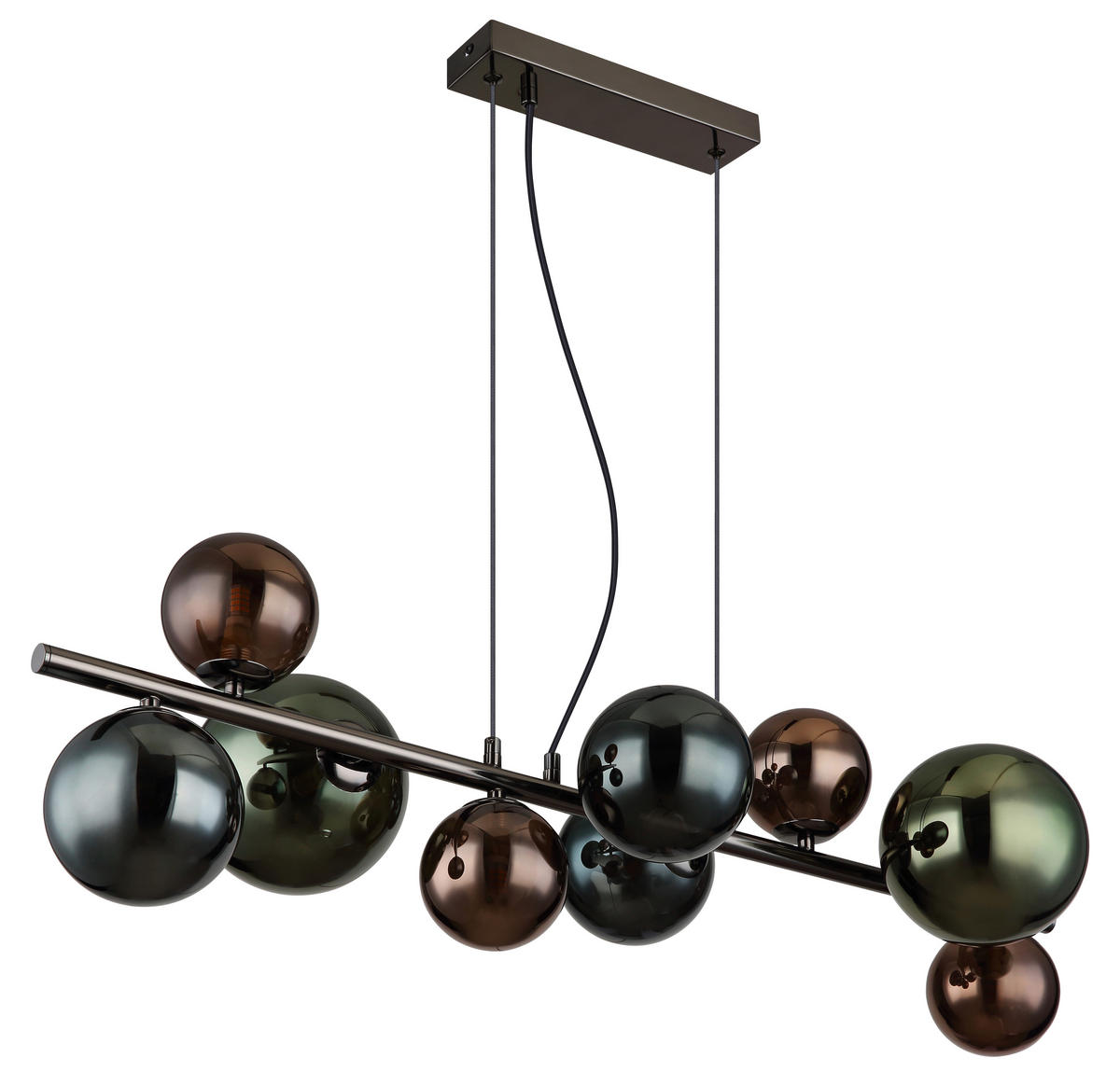 LED-HÄNGELEUCHTE 86/36/120 cm    - Petrol/Bronzefarben, Design, Glas/Metall (86/36/120cm) - Globo