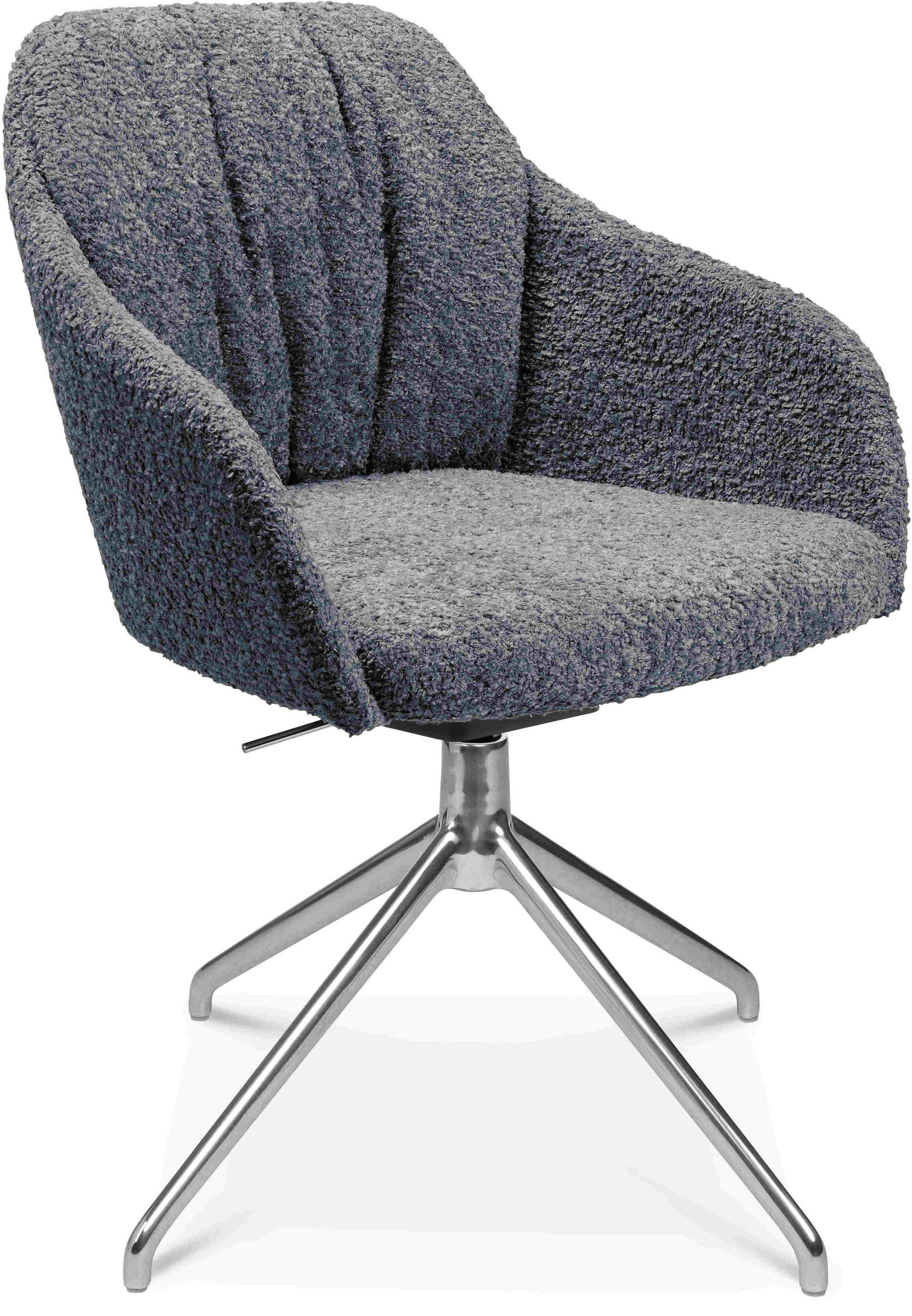 ARMLEHNSTUHL  in Aluminium Bouclé  - Dunkelgrau/Alufarben, Design, Textil/Metall (58/81,5-84,5/60cm) - Johann Jakob