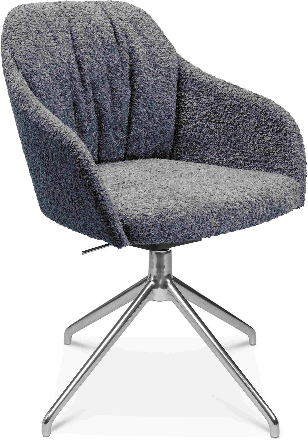ARMLEHNSTUHL  in Aluminium Bouclé  - Dunkelgrau/Alufarben, Design, Textil/Metall (58/81,5-84,5/60cm) - Johann Jakob