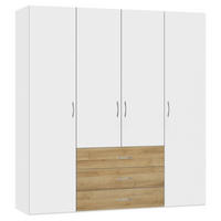 KLEIDERSCHRANK  in Weiß, Eichefarben  - Eichefarben/Silberfarben, Design, Holzwerkstoff (203/215/59cm) - Carryhome