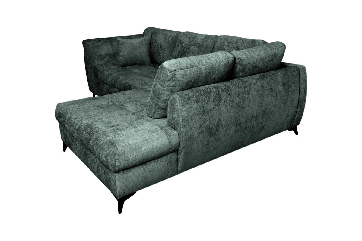 ECKSOFA LIVANO Grün Chenille Liegefläche im Originalstoff  - Schwarz/Grün, Design, Textil/Metall (250/190cm) - P & B