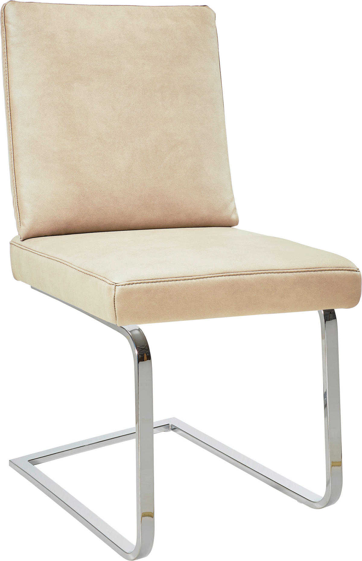 SCHWINGSTUHL  in Stahl Mikrofaser  - Chromfarben/Beige, Design, Textil/Metall (46/92/60cm) - Dieter Knoll