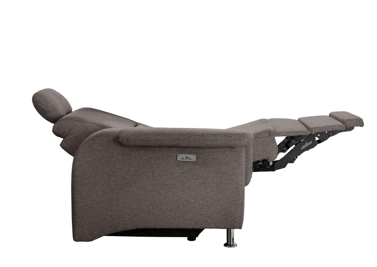ECKSOFA in Chenille Graubraun  - Chromfarben/Graubraun, Modern, Textil/Metall (231/165cm) - Livetastic