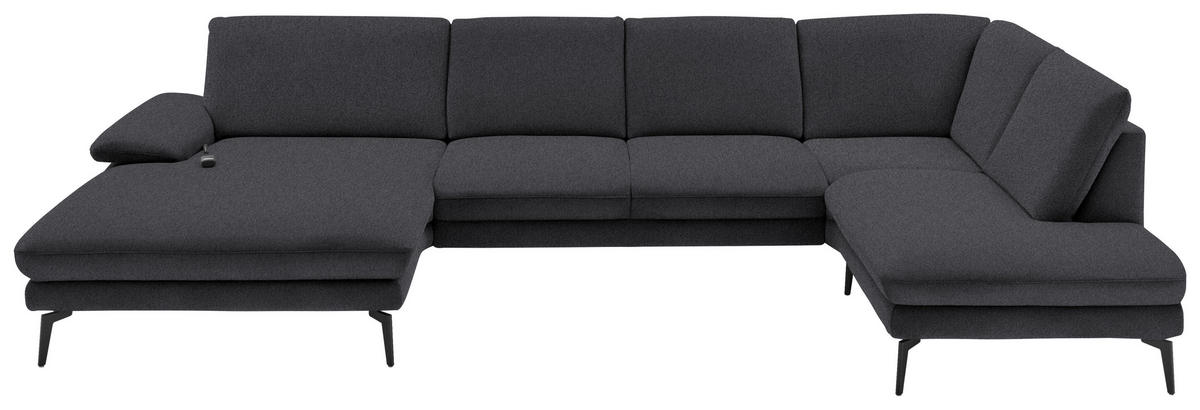 SAROKGARNITÚRA textil antracit  - fekete/antracit, Design, textil/fém (180/344/208cm) - Dieter Knoll
