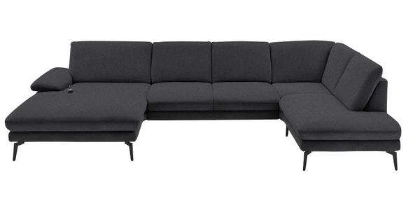 WOHNLANDSCHAFT  in Webstoff Anthrazit  - Anthrazit/Schwarz, Design, Textil/Metall (180/344/208cm) - Dieter Knoll