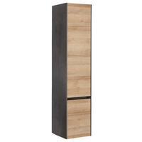 HOCHSCHRANK 37/168/33 cm  - Dunkelgrau/Eichefarben, Design, Glas/Holzwerkstoff (37/168/33cm) - Dieter Knoll