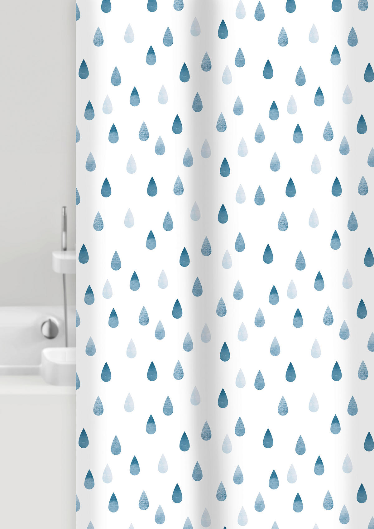 SPRCHOVÝ ZÁVĚS, 180/200 cm - bílá/modrá, Basics, plast (180/200cm) - Grund