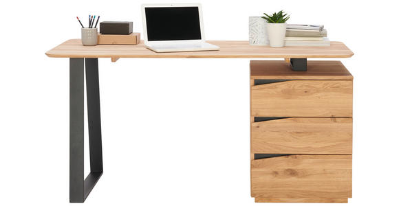 SCHREIBTISCH 140/65/75 cm  in Wildeiche  - Wildeiche/Schwarz, Natur, Holz/Metall (140/65/75cm) - Linea Natura