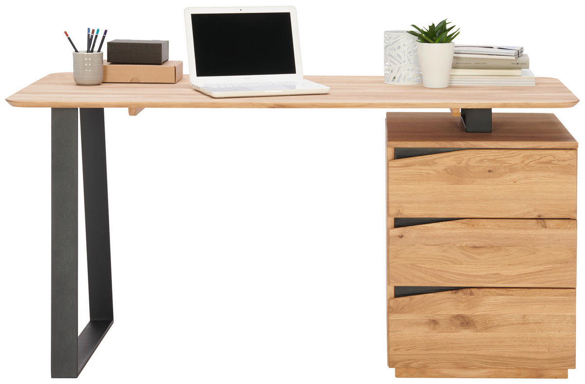 PISAĆI STOL  divlji hrast  drvo  - crna/divlji hrast, Natur, drvo/metal (140/65/75cm) - Linea Natura