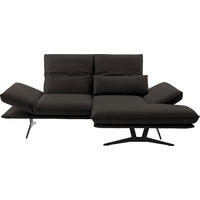 ECKSOFA in Echtleder Graubraun  - Graubraun/Schwarz, Design, Leder/Metall (210/130cm) - Dieter Knoll