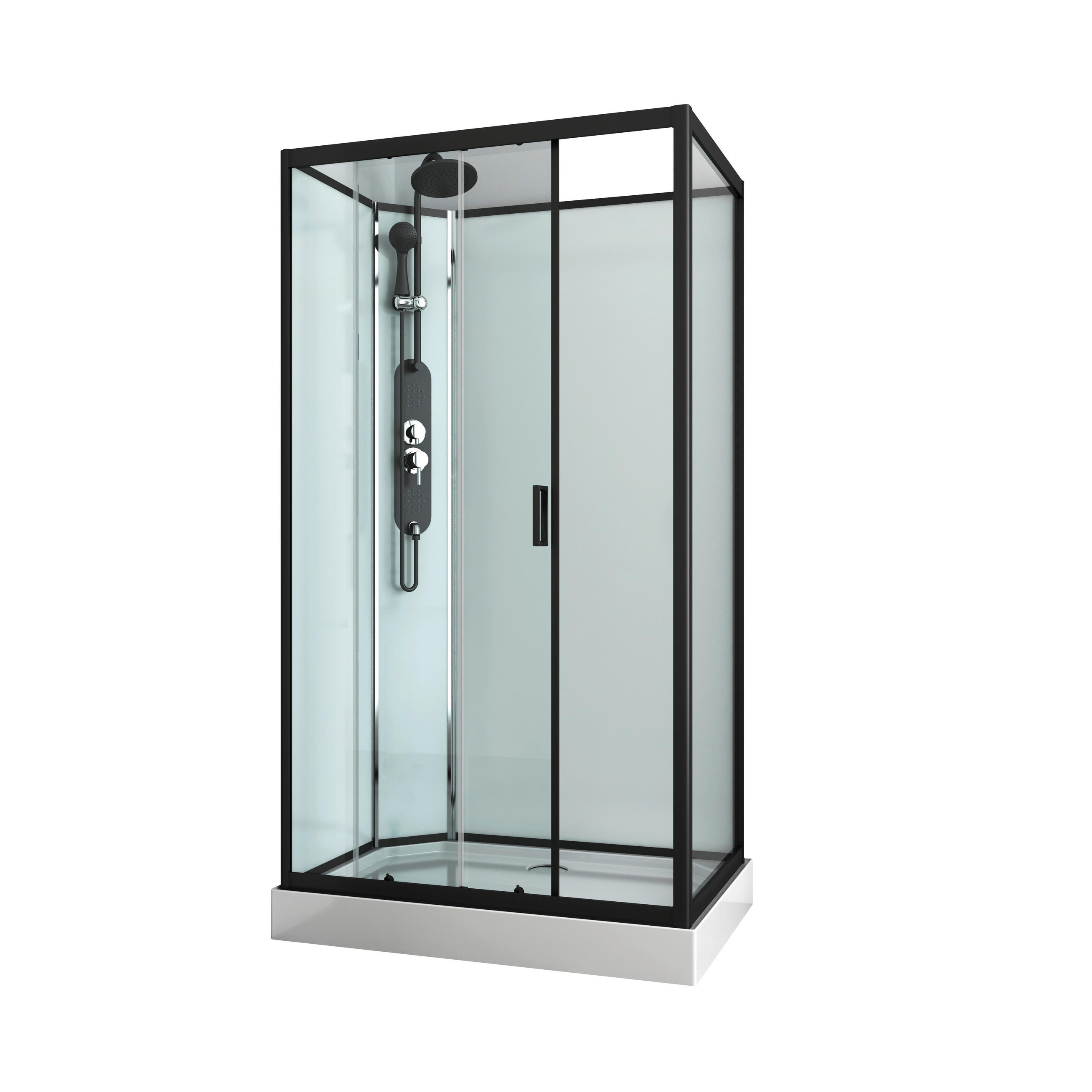DUSCHKABINE - Schwarz, MODERN, Glas/Metall (120/80/225cm) - Sanotechnik