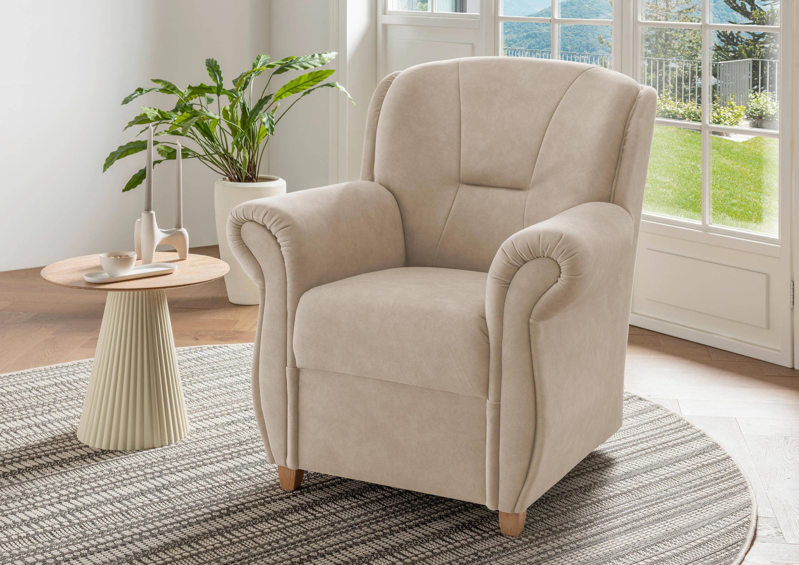 SESSEL in Mikrofaser Naturfarben  - Wildeiche/Naturfarben, KONVENTIONELL, Holz/Textil (91/100/88cm) - Livetastic