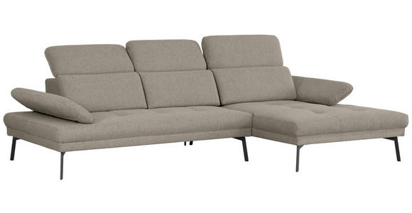 ECKSOFA Grau Webstoff  - Schwarz/Grau, Design, Textil/Metall (296/188cm) - Xora