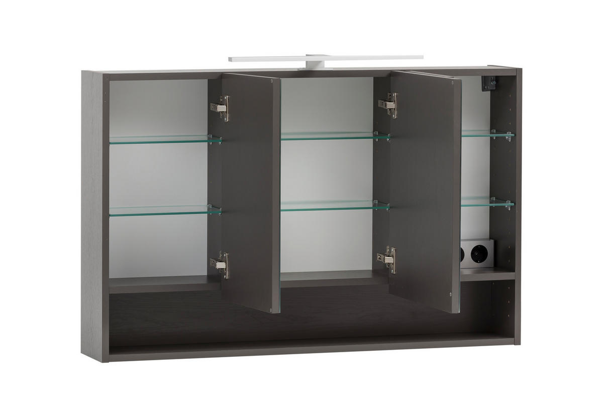 SPIEGELSCHRANK 100/64/20 cm  - Graphitfarben, Natur, Holzwerkstoff (100/64/20cm) - Xora