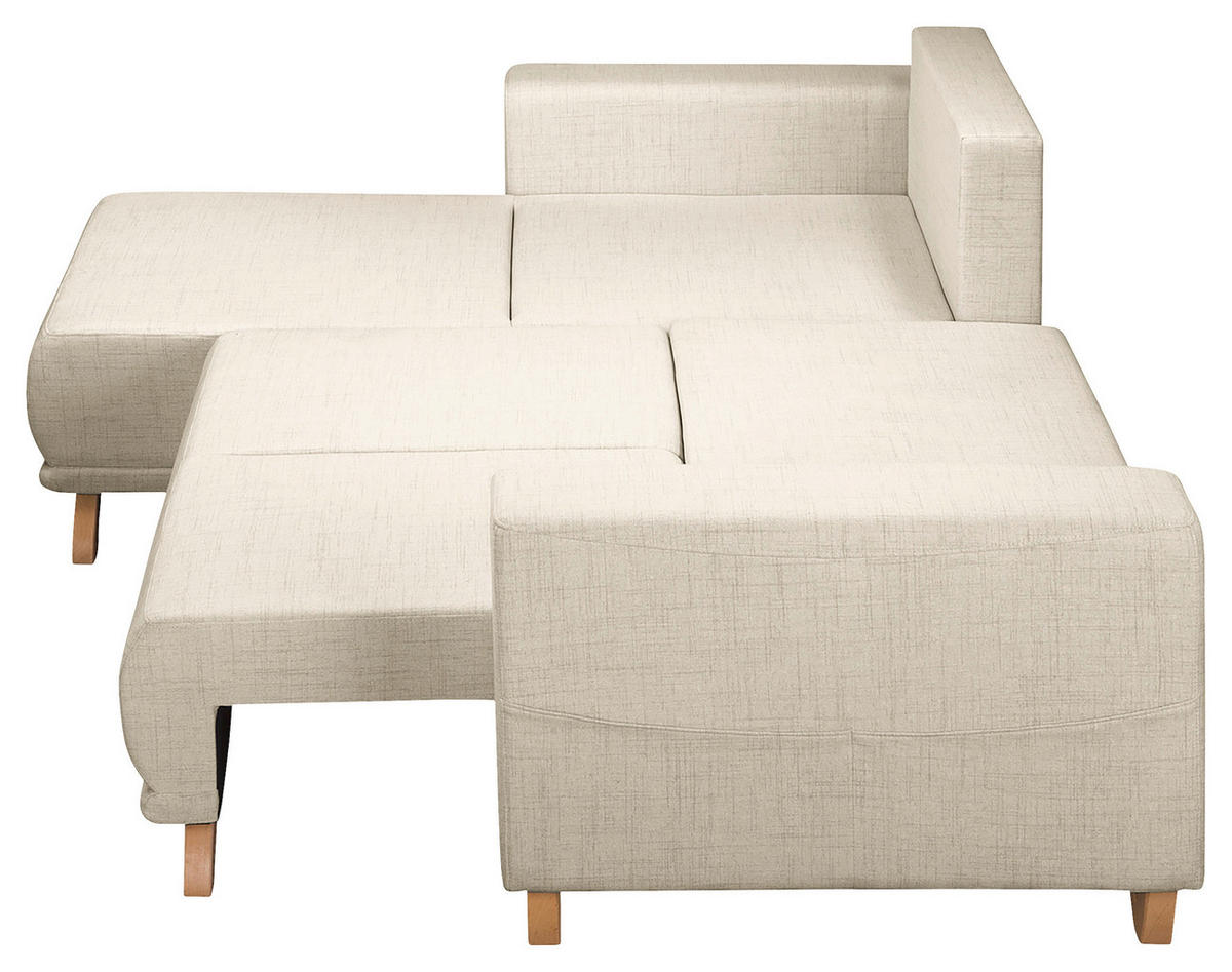 ECKSOFA in Textilgeflecht Hellgrau  - Wengefarben/Hellgrau, Design, Holz/Textil (257/174cm) - Livetastic