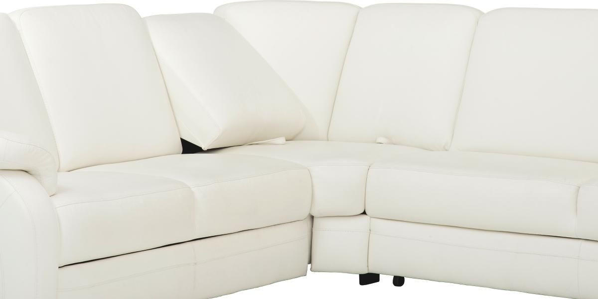 WOHNLANDSCHAFT in Echtleder Weiss  - Weiss/Alufarben, Konventionell, Leder/Metall (239/329/165cm) - Beldomo Premium