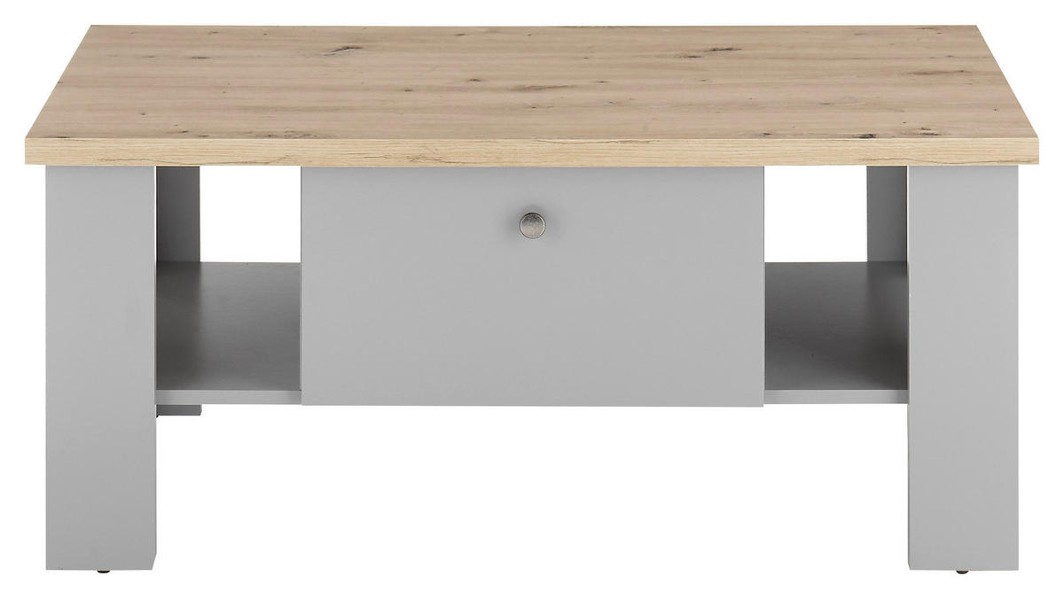 COUCHTISCH rechteckig Eichefarben, Hellgrau  - Eichefarben/Silberfarben, Design, Holzwerkstoff/Metall (107/46/67cm) - MID.YOU