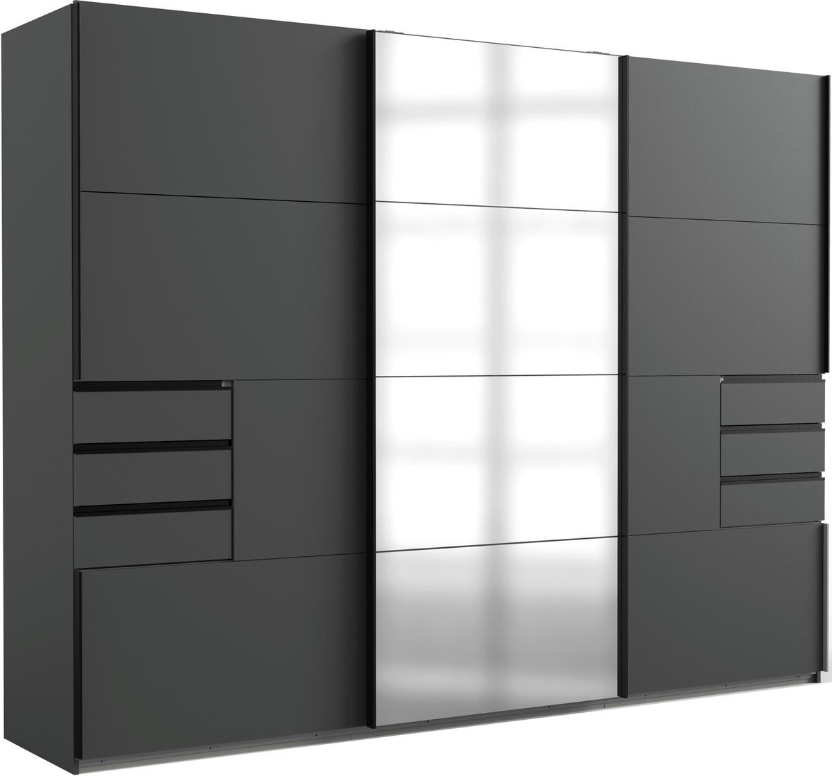 ORMAR - VISEĆA KLIZNA VRATA grafitno siva  270/210/64 cm  - crna/grafitno siva, Dizajnerski, staklo/metal (270/210/64cm) - Ti'me