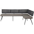 ECKBANK 225/165 cm Mikrofaser Anthrazit, Grau, Schwarz   - Anthrazit/Schwarz, Design, Textil/Metall (225/165cm) - Moderano
