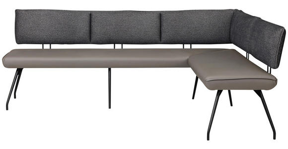 ECKBANK 225/165 cm Mikrofaser Anthrazit, Grau, Schwarz - Anthrazit/Schwarz, Design, Textil/Metall (225/165cm) - Moderano