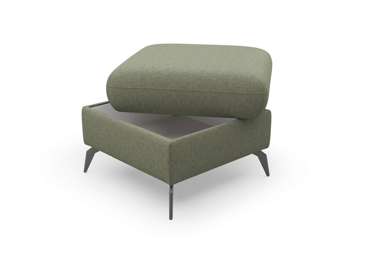 HOCKER in Textil Olivgrün  - Schwarz/Olivgrün, Konventionell, Textil/Metall (58/50/58cm) - Sit & More