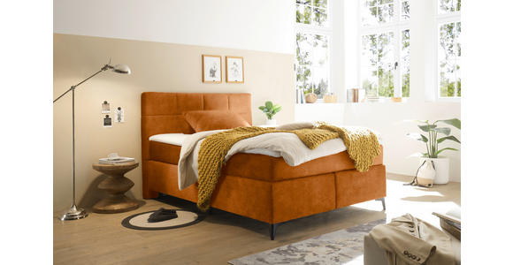 BOXSPRINGBETT 180/200 cm  in Orange  - Schwarz/Orange, Design, Holzwerkstoff/Kunststoff (180/200cm) - Xora