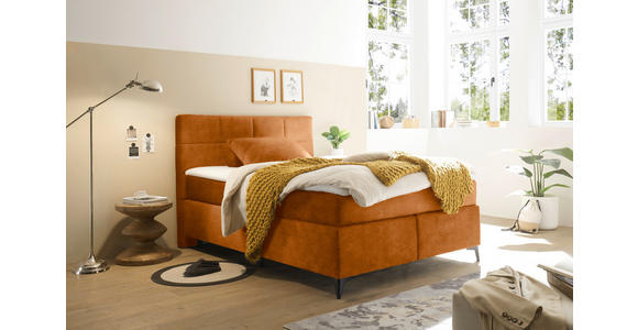 BOXSPRINGBETT 140/200 cm  in Orange  - Schwarz/Orange, Design, Holzwerkstoff/Kunststoff (140/200cm) - Xora