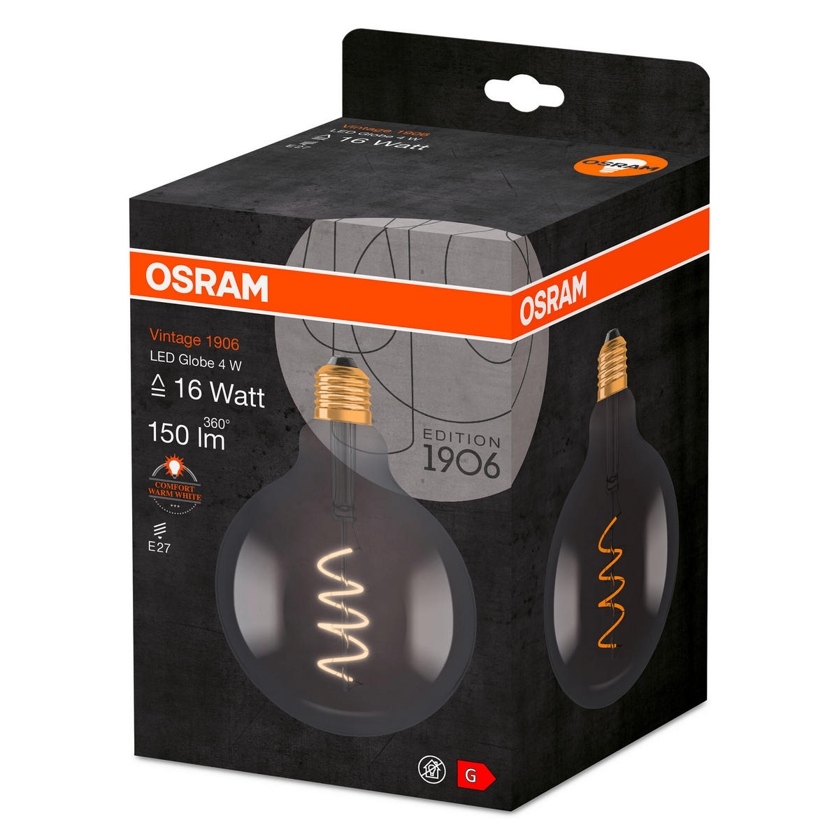 LED-LEUCHTMITTEL   E27 4 W 150 lm  - Grau, Basics, Glas (12,4/16,8cm) - Osram