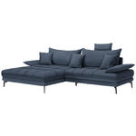 ECKSOFA in Webstoff Dunkelblau  - Schwarz/Dunkelblau, MODERN, Textil/Metall (173/297cm) - Carryhome