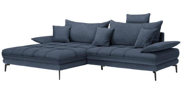 ECKSOFA in Webstoff Dunkelblau 176/292 cm - Schwarz/Dunkelblau, MODERN, Textil/Metall (176/292cm) - Carryhome