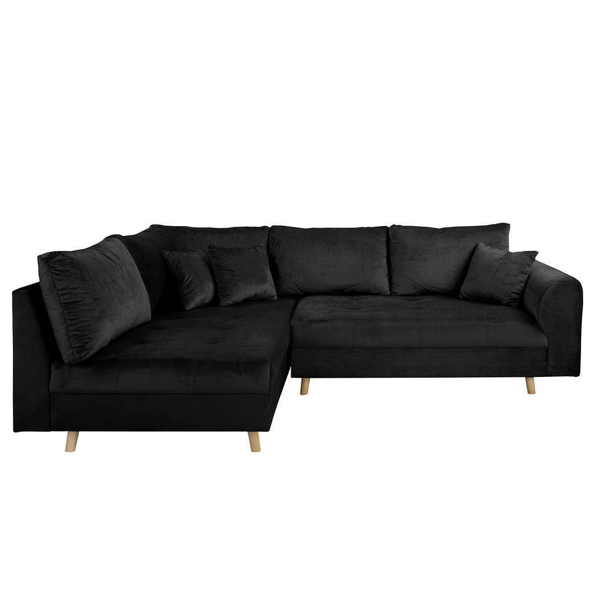 ECKSOFA Ariella Schwarz Samt Rückenkissen  - Schwarz/Naturfarben, Design, Holz/Textil (161/231cm) - Livetastic